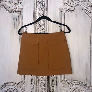 Forever21 Mustard 3D Front Flap Pockets Back Zip Mini Skirt Size S